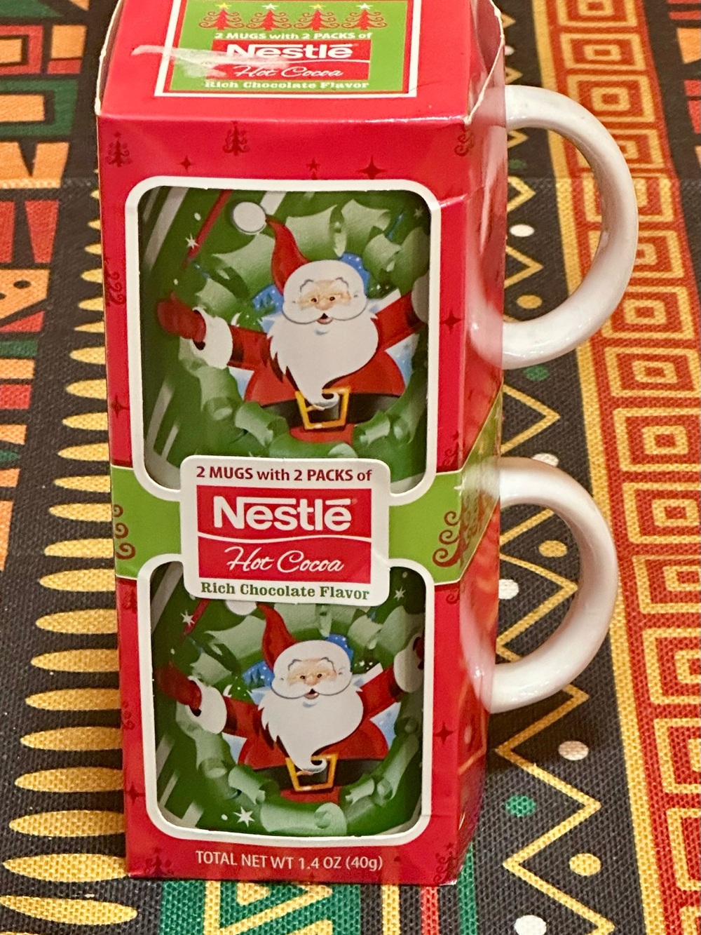 🎁 Retro Holiday Vibes: Nestle Santa Wreath Ceramic Mug Gift Set ❄️